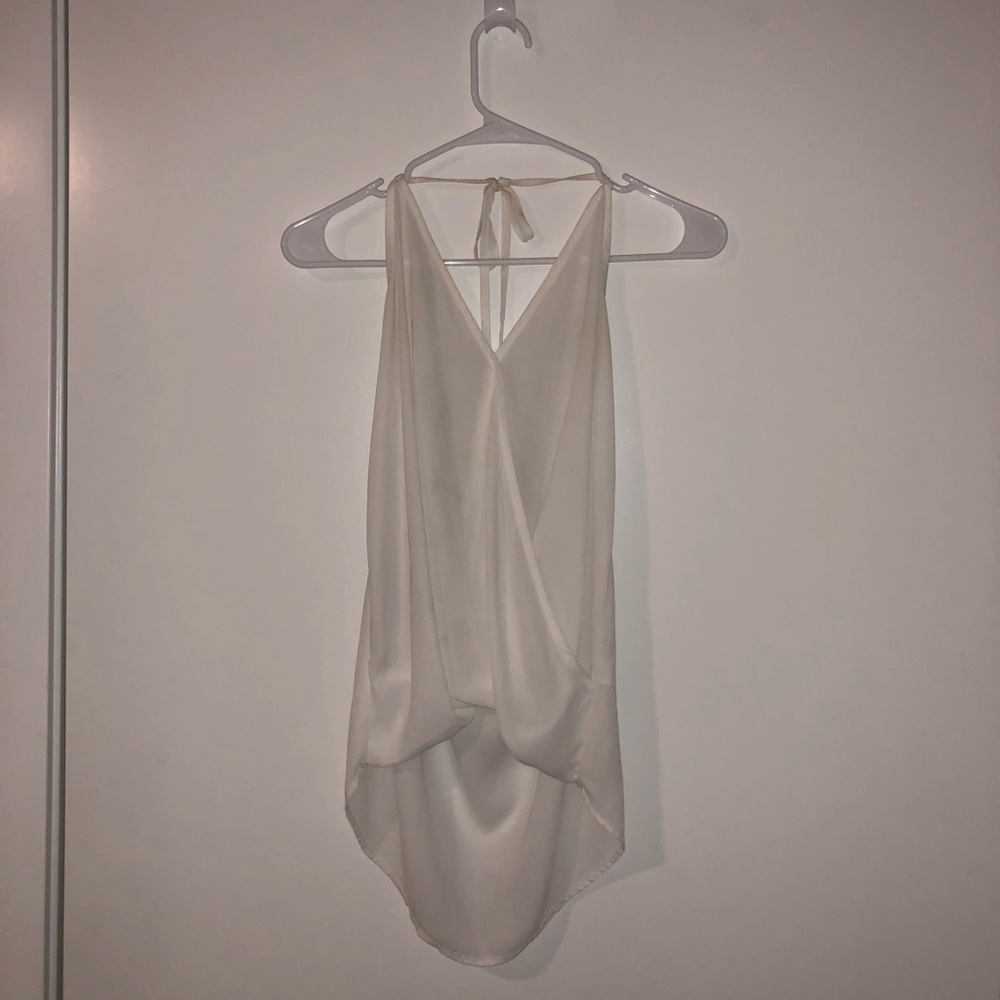White halter cross tank top